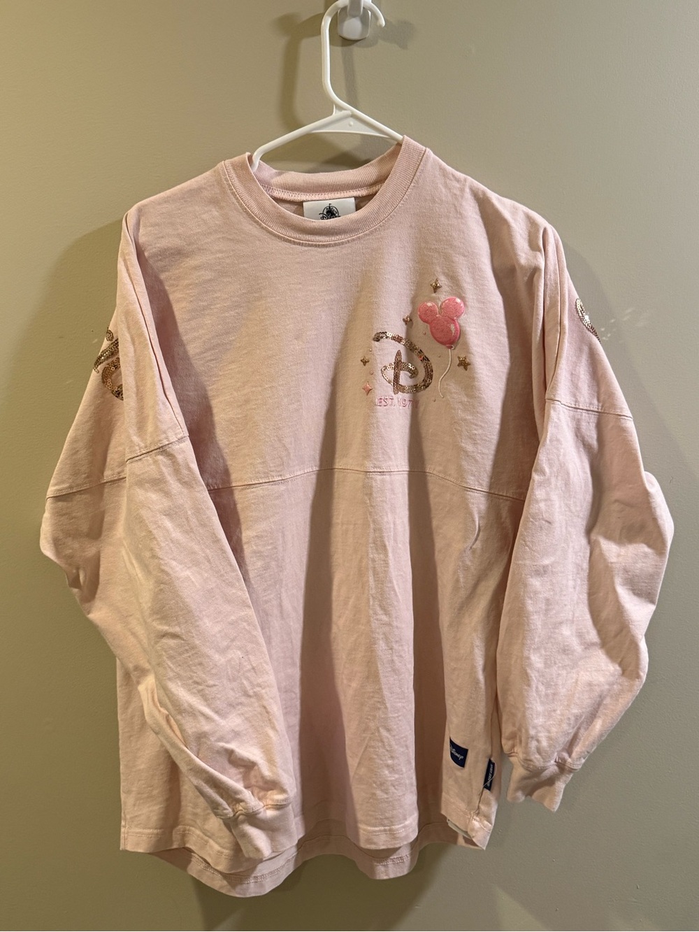 Disney Pastel Pink Long-Sleeve Pullover with Balloon Graphic